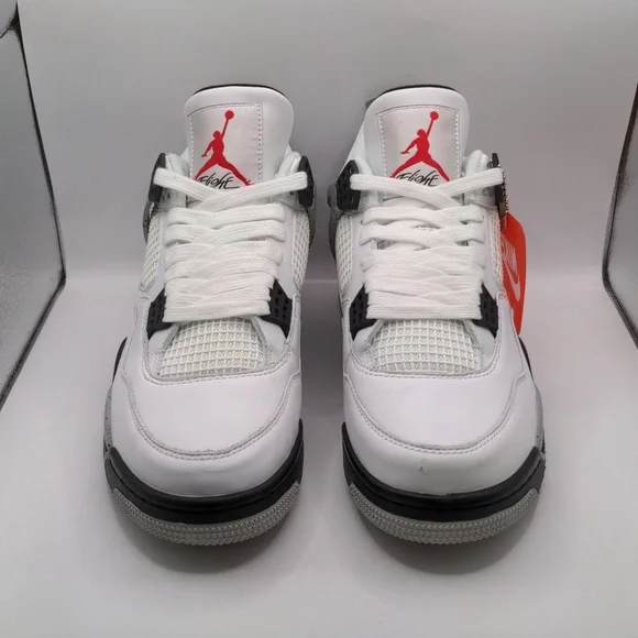 NWOB Nike Air Jordan 4 Retro White Cement Sneakers Men's 840606-192 Sz 10.5